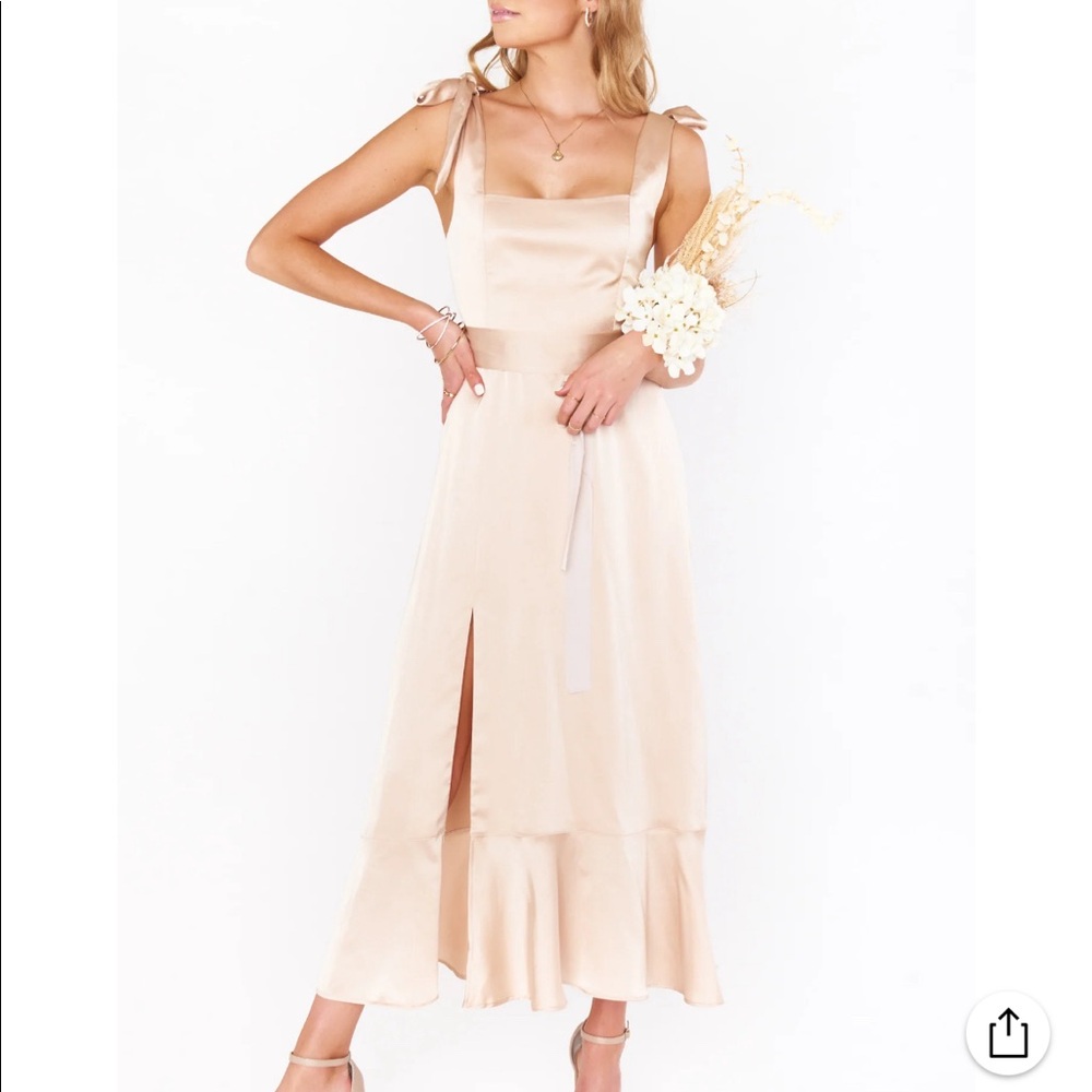Claire Midi Dress Show Me your MUMU Champagne Luxe Satin MEDIUM